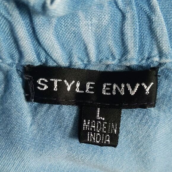 Style Envy rayon off the shoulder blouse, chambray blue, soft & comfy L - Picture 5 of 7